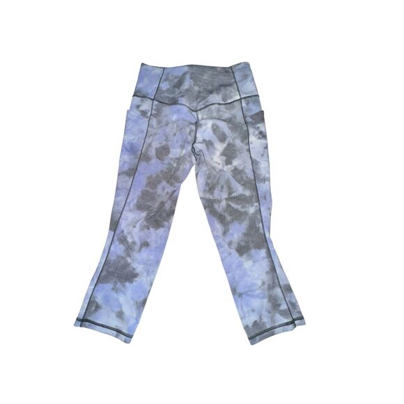 Athleta Salutation Stash Pocket II Capri Women's M Blue Black Tie Dye Striped - Picture 3 of 6